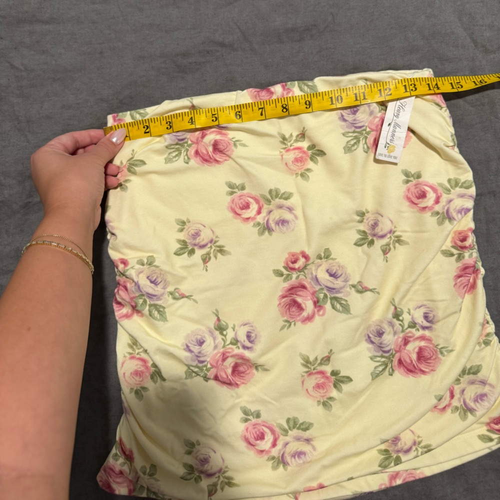 Heavy Manners Floral Skirt in Cream with Pink and Purple Roses